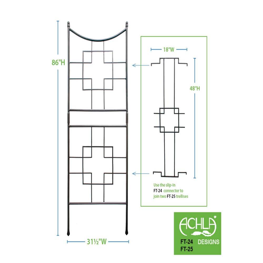Graphite Metal Garden Trellis Connector Link, 48" Height