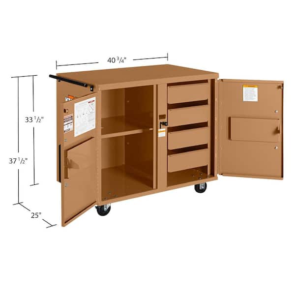37 in. W x 25 in. L x 40 in. H, Steel Mobile Rolling Workbench with Drawers, 800 lb. Capacity with Lock