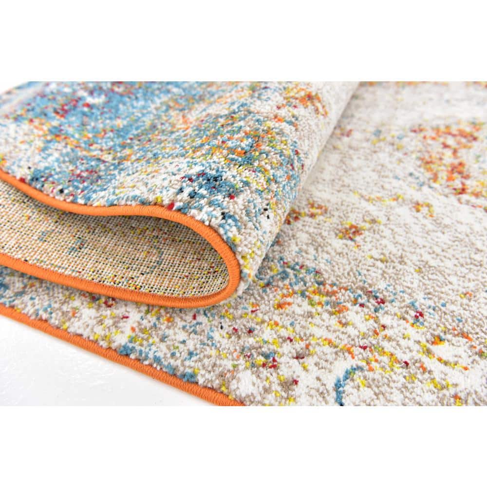 Venice Collection Luxe Beige Abstract Runner Rug 2'7" x 10'
