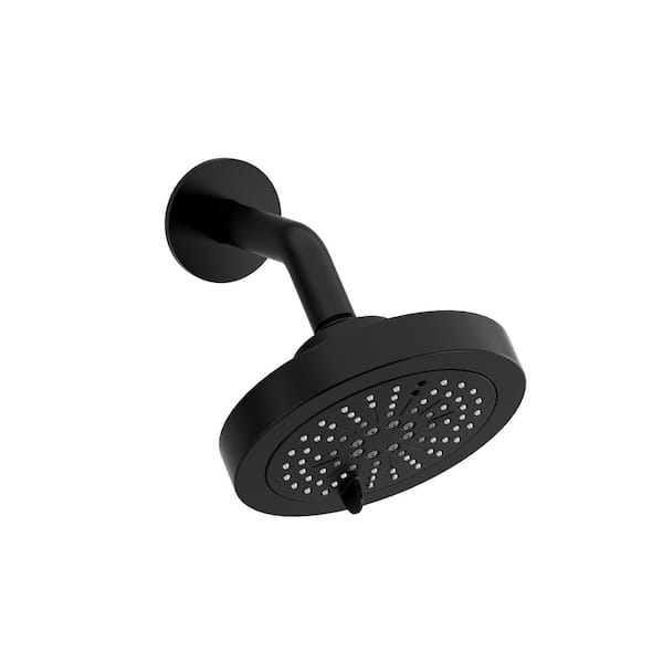 RIOBEL 6-Spray Patterns 5.5 in. Wall Mount Fixed Shower Head in Black