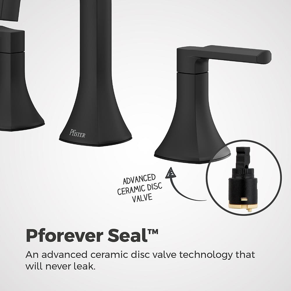 Vaneri Matte Black Widespread 2-Handle Bathroom Faucet