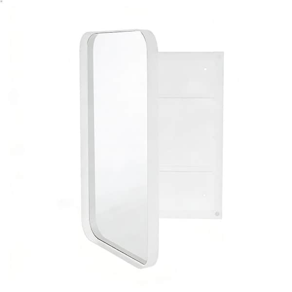 4.72 in. W x 15.74 in. D x 23.60 in. H Bathroom Storage Wall Cabinet in White with Mirror Doors and Adjustable Shelves