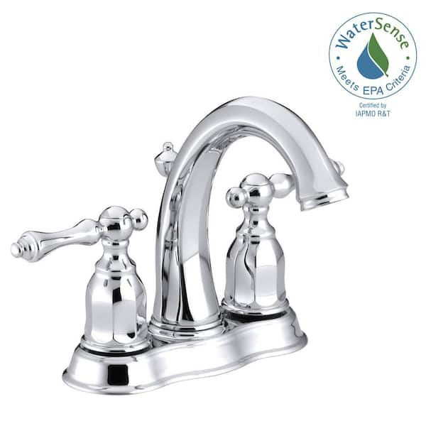 KOHLER Kelston 4 in. Centerset 2-Handle Low-Arc Water-Saving Bathroom Faucet in Polished Chrome