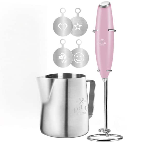 Zulay Kitchen Premium Gift Milk Frother Complete Set-Pink