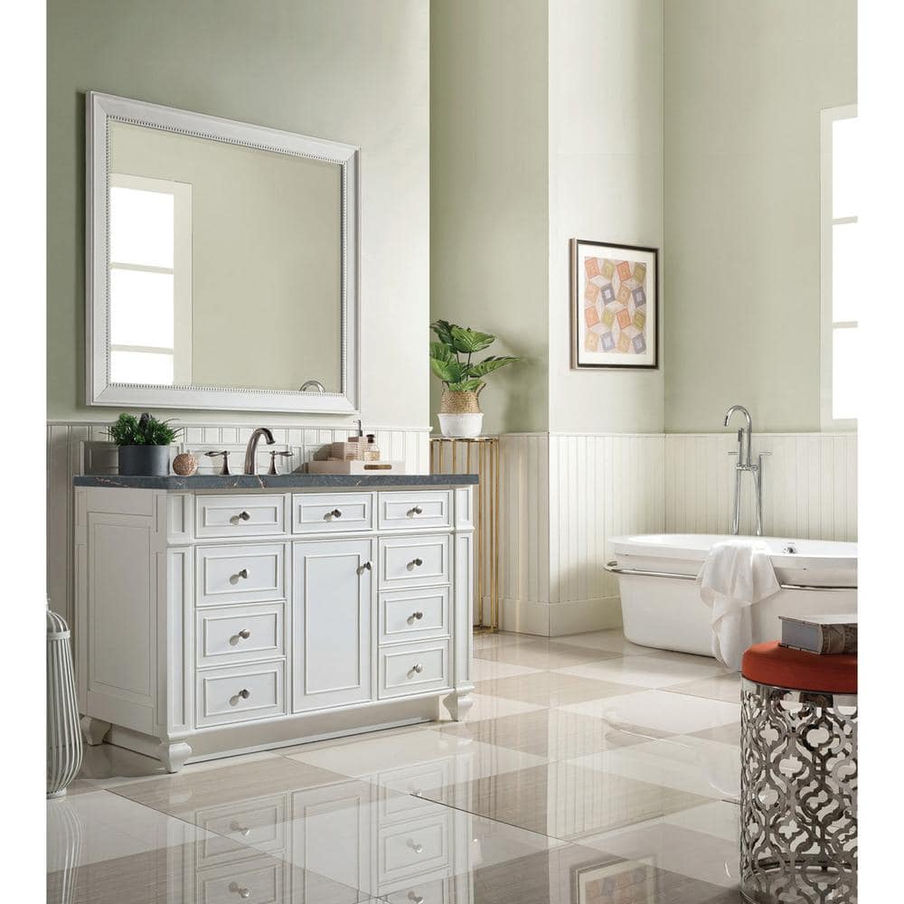 Bristol 48.0 in. W x 23.5 in. D x 34.0 in. H Bathroom Vanity in Bright White with Parisien Bleu Silestone Quartz Top price history on PriceWatchPro