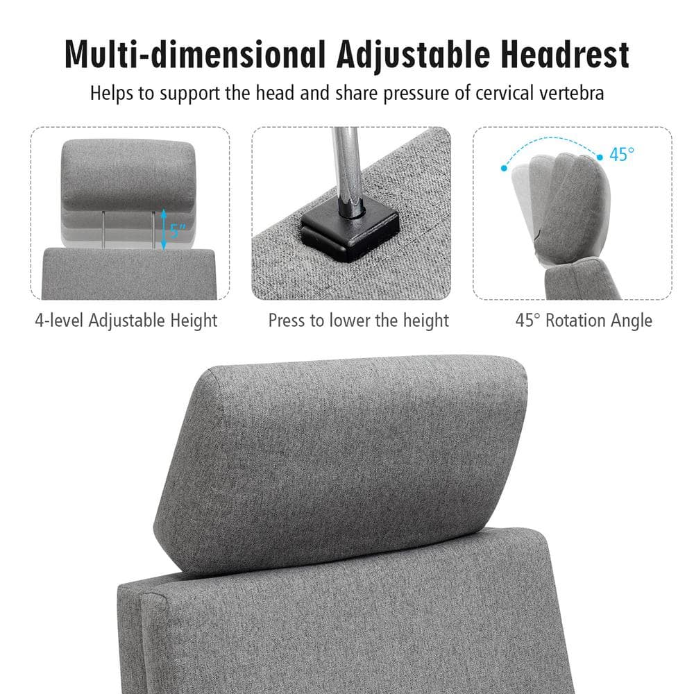 Gray Fabric Ergonomic Swivel Massage Recliner with Metal Frame