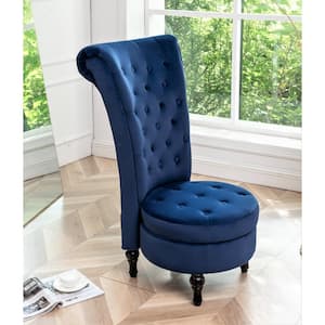 Gosser 20 in. Wide Dark Blue Velvet Vanity Chair