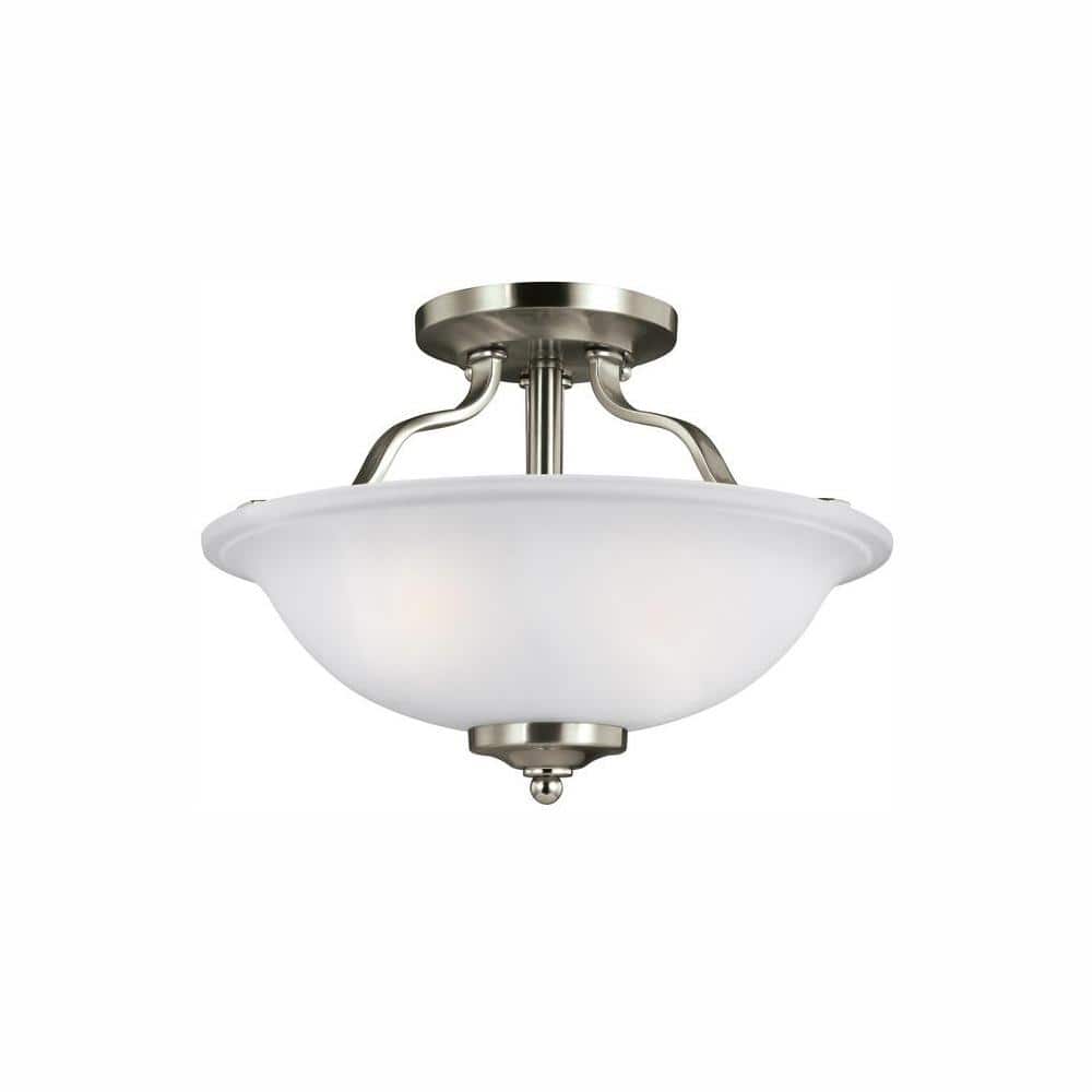 Emmons Brushed Nickel 13" LED Semi-Flush Mount with Satin Etched Glass