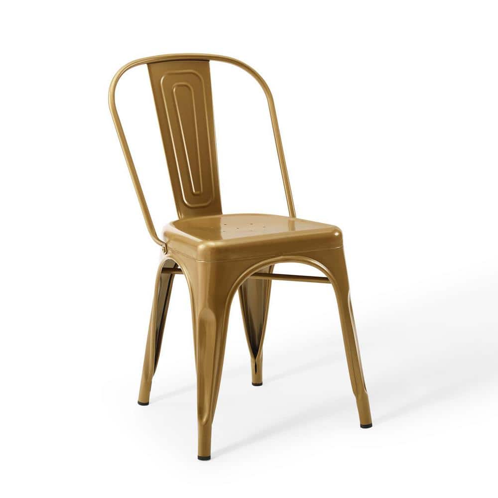 Gold Metal Bistro Dining Side Chair Set of 2
