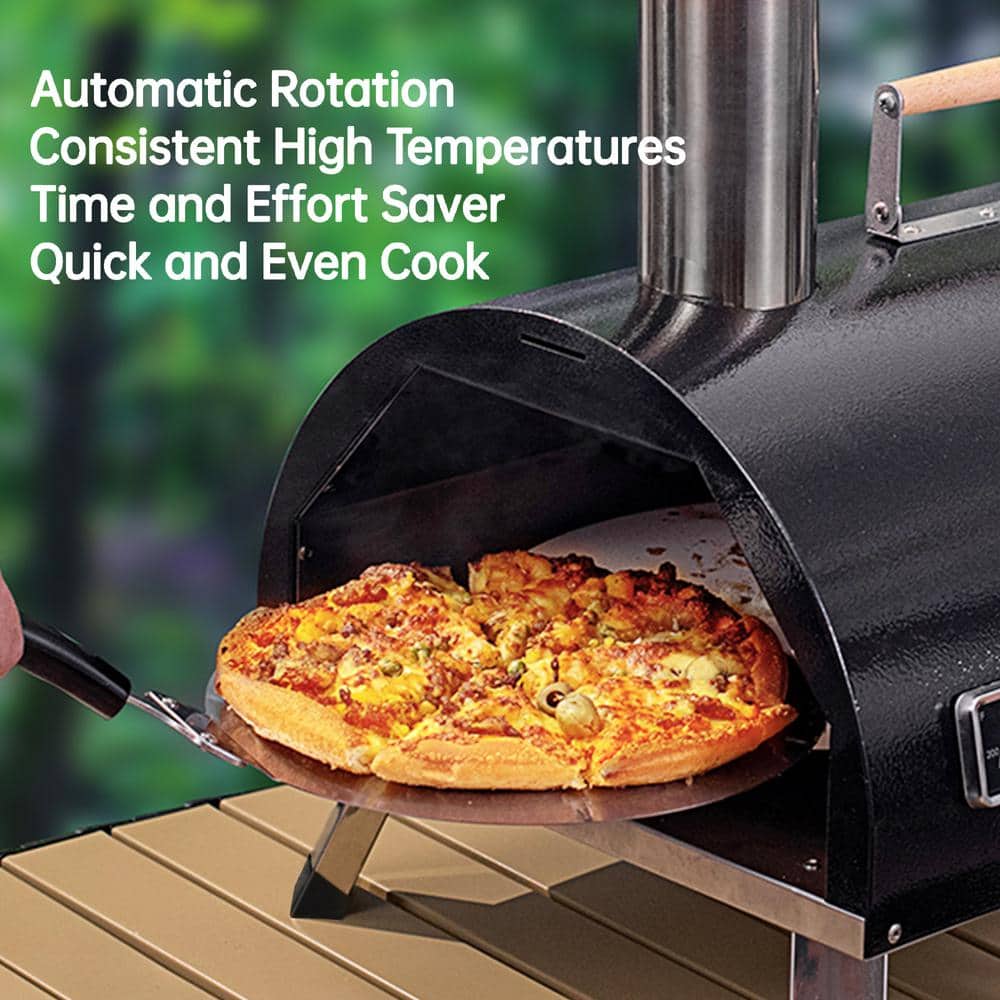 12-Inch Black Stainless Steel Outdoor Wood Fired Pizza Oven