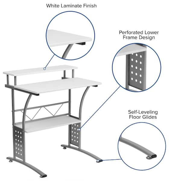  Flash Furniture Clifton Maple Computer Desk with Top and Lower  Storage Shelves 28 Inch : Home & Kitchen