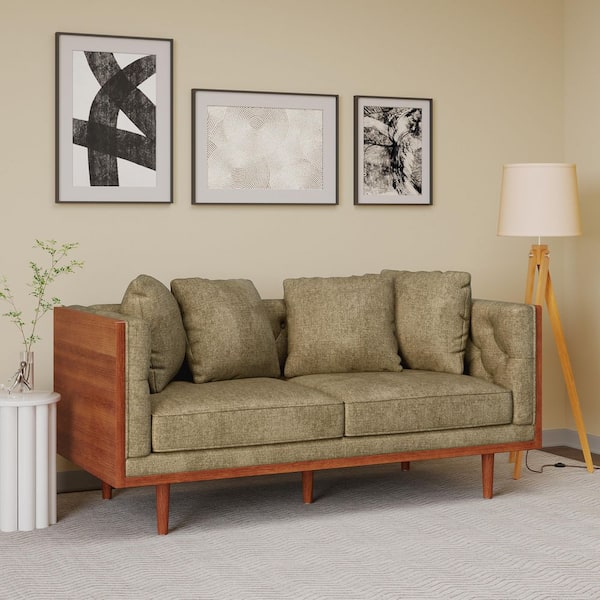 Noble House Beeson 2-Seat 69.25 in. Width Dark Beige Fabric Loveseat