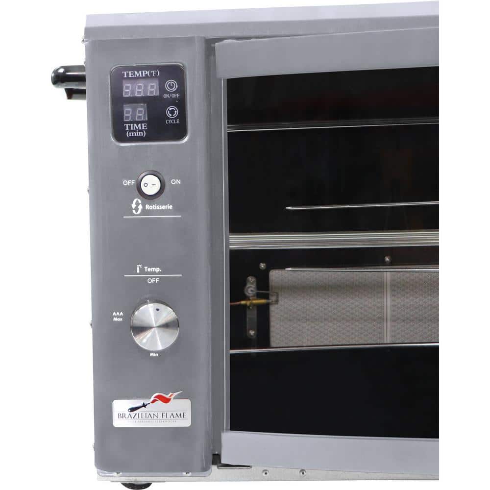 Silver Propane Gas Rotisserie Grill with Auto Rotating Skewers