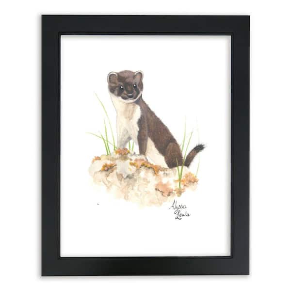 Unbranded Woodland Tinies "Otter" by Alyssa Lewis Individual Black Framed Animal Art Print 24 in. x 18 in.