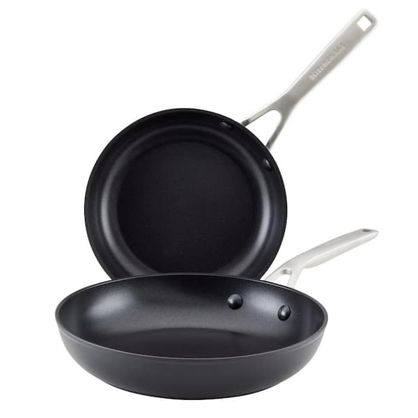 KitchenAid Hard-Anodized Induction 8 .25 and 10 in. Aluminum Nonstick Frying Pan Matte Black - The Home Depot