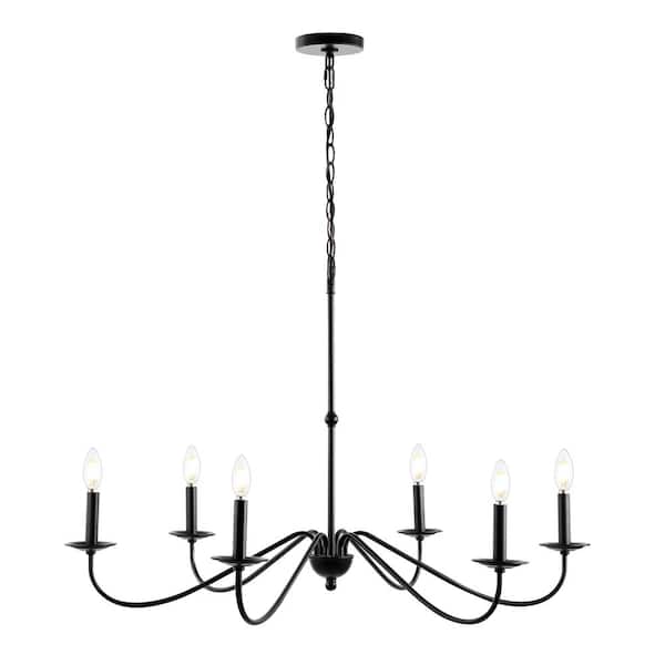 6-Light 34.75 in. Oil Rubbed Bronze Wicklow Bohemian Farmhouse Iron LED Chandelier