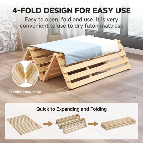 ABORON Tatami Bed Frame Foldable Wood Slatted Floor Bed Frame for