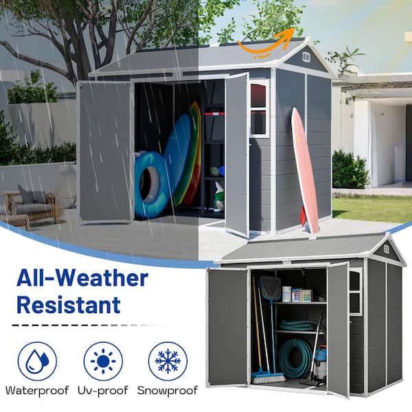 8 ft. W x 6 ft. D All-Weather Outdoor Metal Shed Lockable Storage