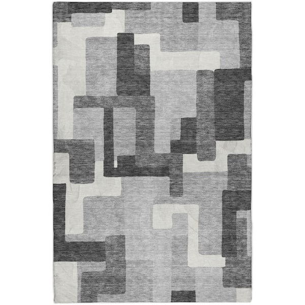 Dream Shag Premium Machine Washable Abstract ADS740 Gray 10 ft. x 14 ft. Area Rug
