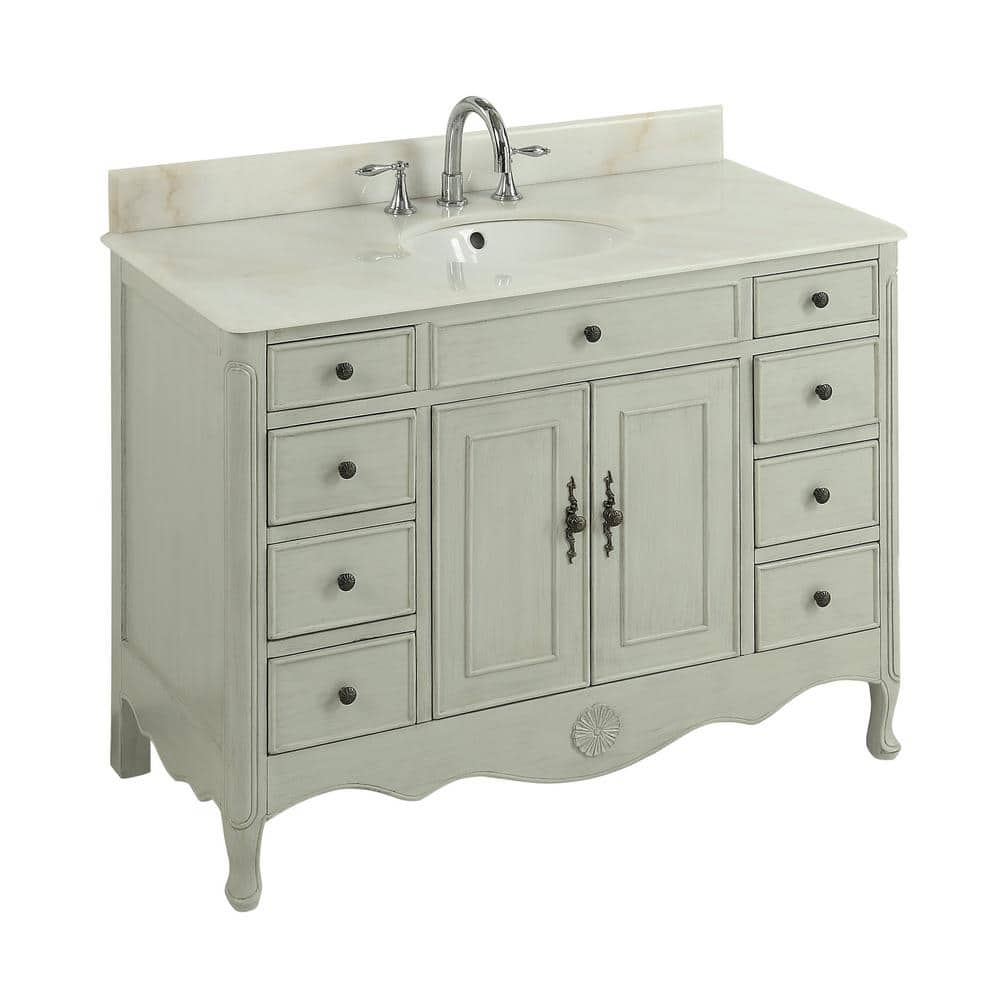 Fayetteville 46.5 in. W x 21 in. D x 35 in. H Bath Vanity in Distressed Gre
