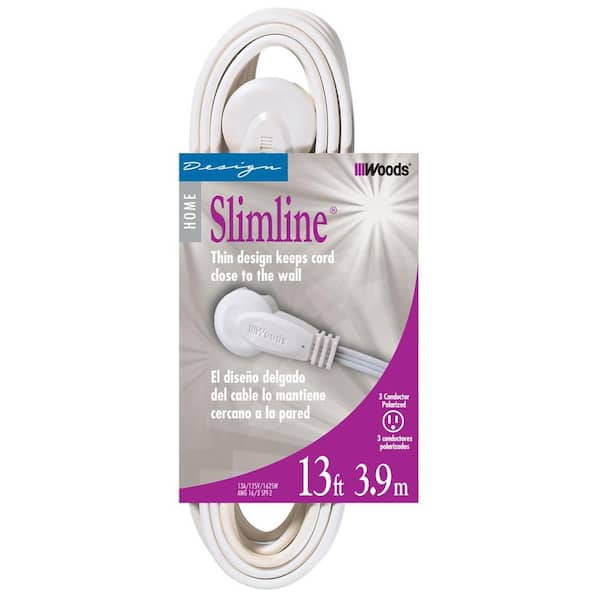 Woods 13 ft. 16/3 SPT-2 Indoor Light-Duty Flat Plug Extension Cord