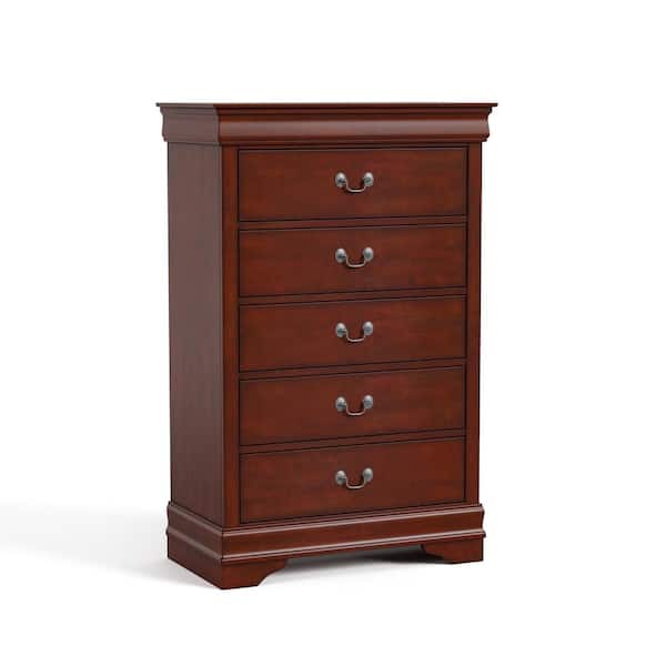 Furniture of America Burkhart Cherry 5-Drawer 31.5 in. Wide Chest of Drawers