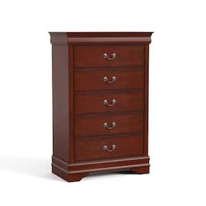 Burkhart Cherry 5-Drawer 31.5 in. Wide Chest of Drawers