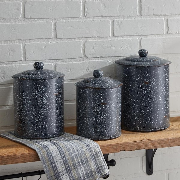 Granite Enamelware Metal Canisters Set Gray