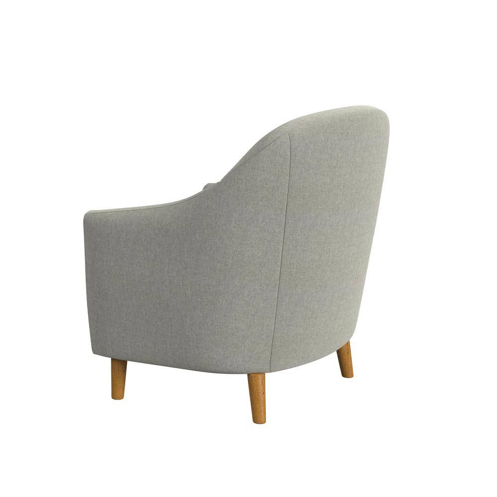 Gray Button Tufted Woven Accent Chair with Light Brown Wood Legs