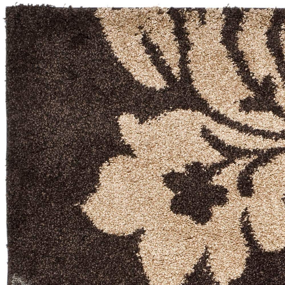 Cozy Haven Dark Brown and Smoke Plush Shag Area Rug 6' x 9'