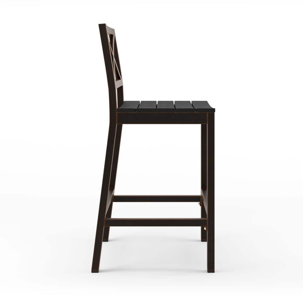 Black Aluminum 26" Outdoor Bar Stools with X-Back Design, Set of 2