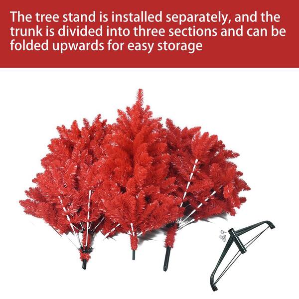 6 ft. Red PVC Artificial Christmas Tree with 804 Tips, Xmas