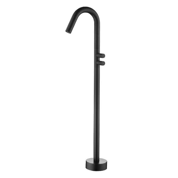 1 Handle Freestanding Floor Mount Tub Faucet with Supply Line in Matte Black