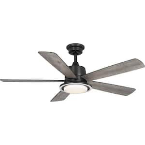 Tarsus 52 in. Indoor Integrated LED Matte Black Contemporary Ceiling Fan with Remote Included for Living Room