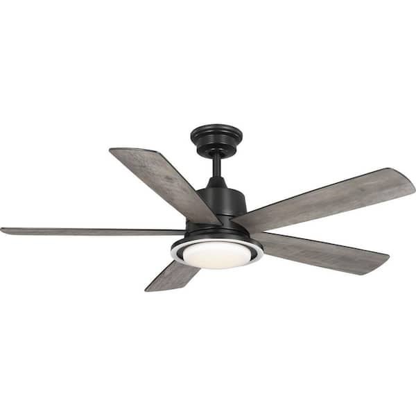 Progress Lighting Tarsus 52 in. Indoor Integrated LED Matte Black Contemporary Ceiling Fan with Remote Included for Living Room