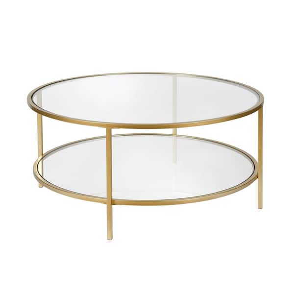 Brass Medium Round Glass Coffee Table, Round Brass Table