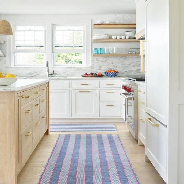 5 ft. x 8 ft. Denim Hillsgrove Stripe Handwoven Cotton Indoor Area Rug