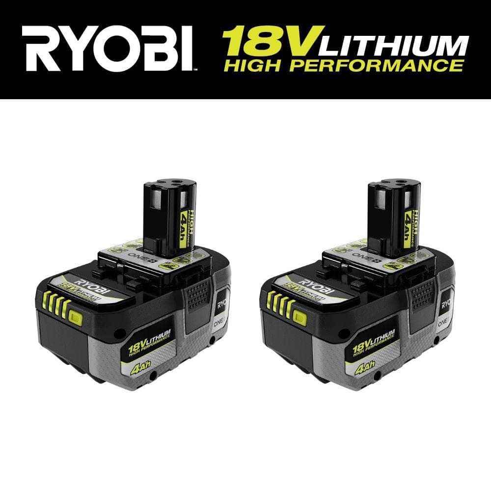 RYOBI ONE+ 18V HIGH PERFORMANCE Lithium-Ion 4.0 Ah Battery (2-Pack) PBP2004  - The Home Depot