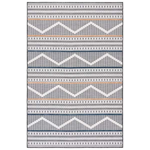 Cabana Black/Ivory 5 ft. x 8 ft. High-Low Geometric Indoor/Outdoor Area Rug