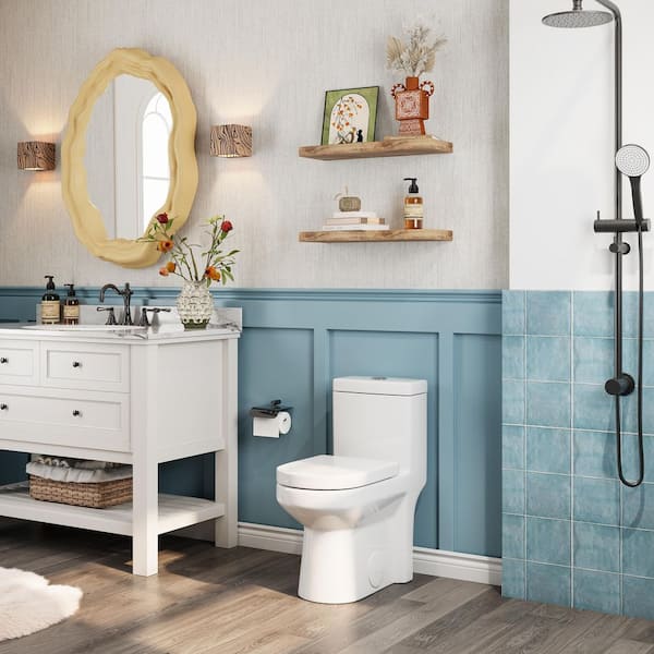 Hanikes One-Piece 1.1/1.6 GPF Dual Flush Round Toilet in White