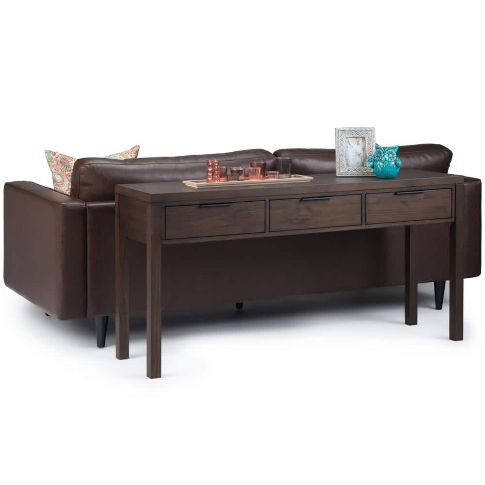 Hollander Warm Walnut Solid Wood Wide Console with Storage