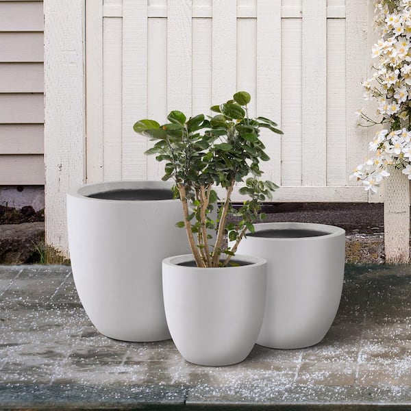 Luxenhome Planter with Stand, Set of 2 Plant Pots, Gray/White Planters for  Indoor Plants, Modern Plant Pot with Indoor Plant Stand, Plant Pots Indoor
