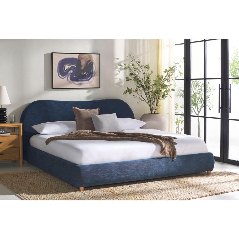 Beccarose Blue Wood Frame King Panel Bed
