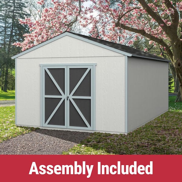 Assembly Included Astoria 12 ft. x 20 ft. Wood Shed with Floor - Outdoor Storage with Gray Shingles (240 sq. ft.)