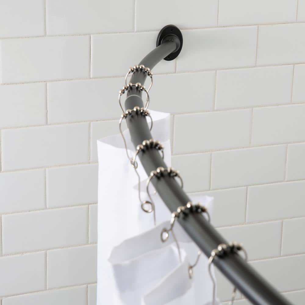 Black Adjustable Metal Curved 72" Shower Rod