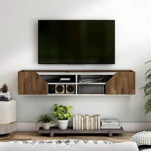 Besque White Floating TV Stand Fits TV's up to 70 in. with 4-Shelf