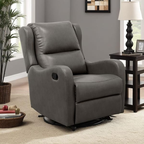 Kim Gray Faux Leather Glider Recliner