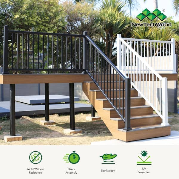 Allure 96 in. x 42 in. Black Aluminum Preassembled Railing Kit