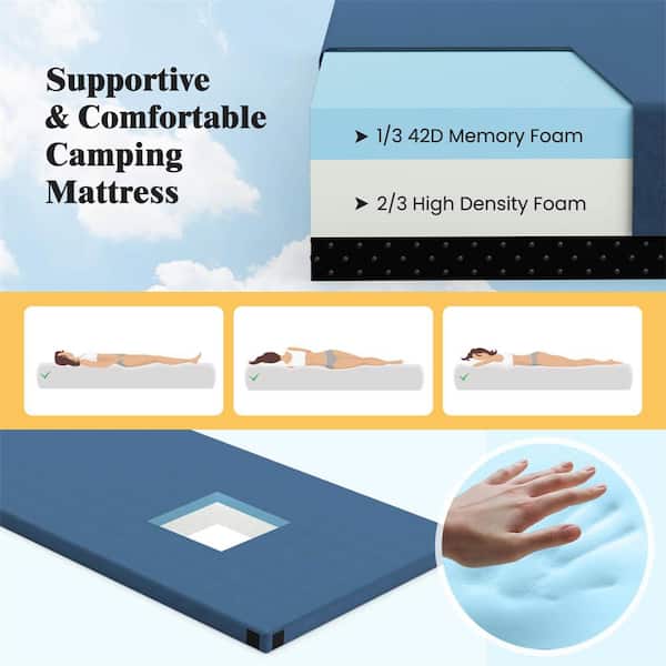 COSTWAY Cotton Field Bed Cushion, 7 cm Thick Slatted Frame with Fixing Straps, Multifunctional for Camping Bed, Sun Lounger, Garden Lounger, 190 x 70