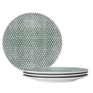 Green Hammock 9.5 in. (Green) Porcelain Dots Coupe Salad Plates, (Set of 4)